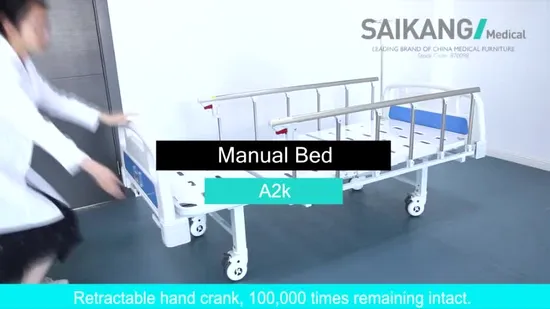 A2K Saikang gros métal mobile 2 manivelles 2 fonctions lit d'hôpital médical manuel réglable